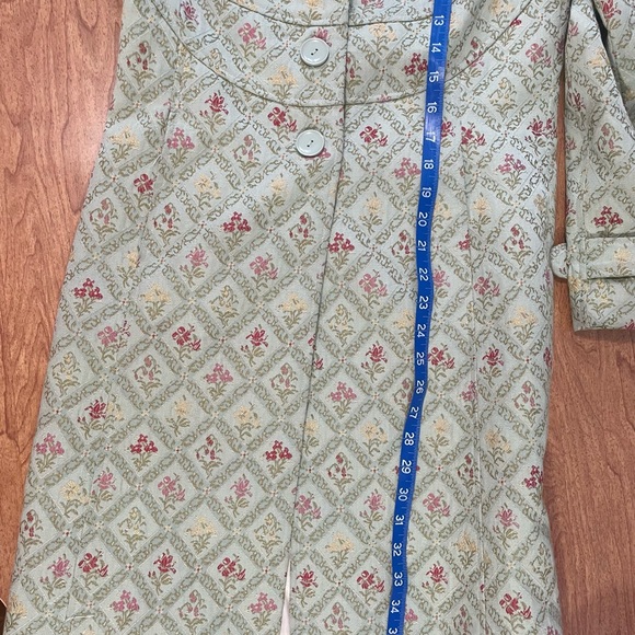 Vintage Light Academia Floral Tapestry Jacket 4 Seafoam Green - Picture 3 of 8